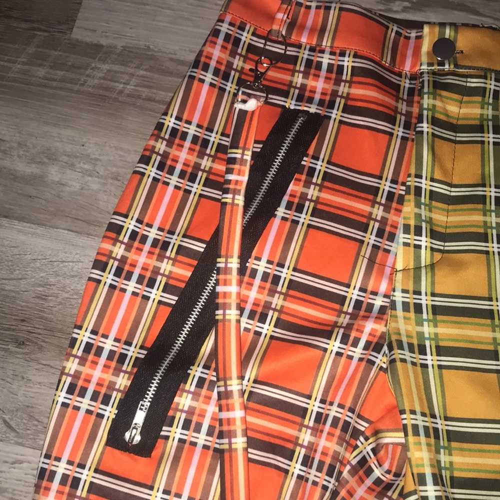 Blush Mark bicolor yellow and orange plaid straps pants size medium - Picture 2 of 13